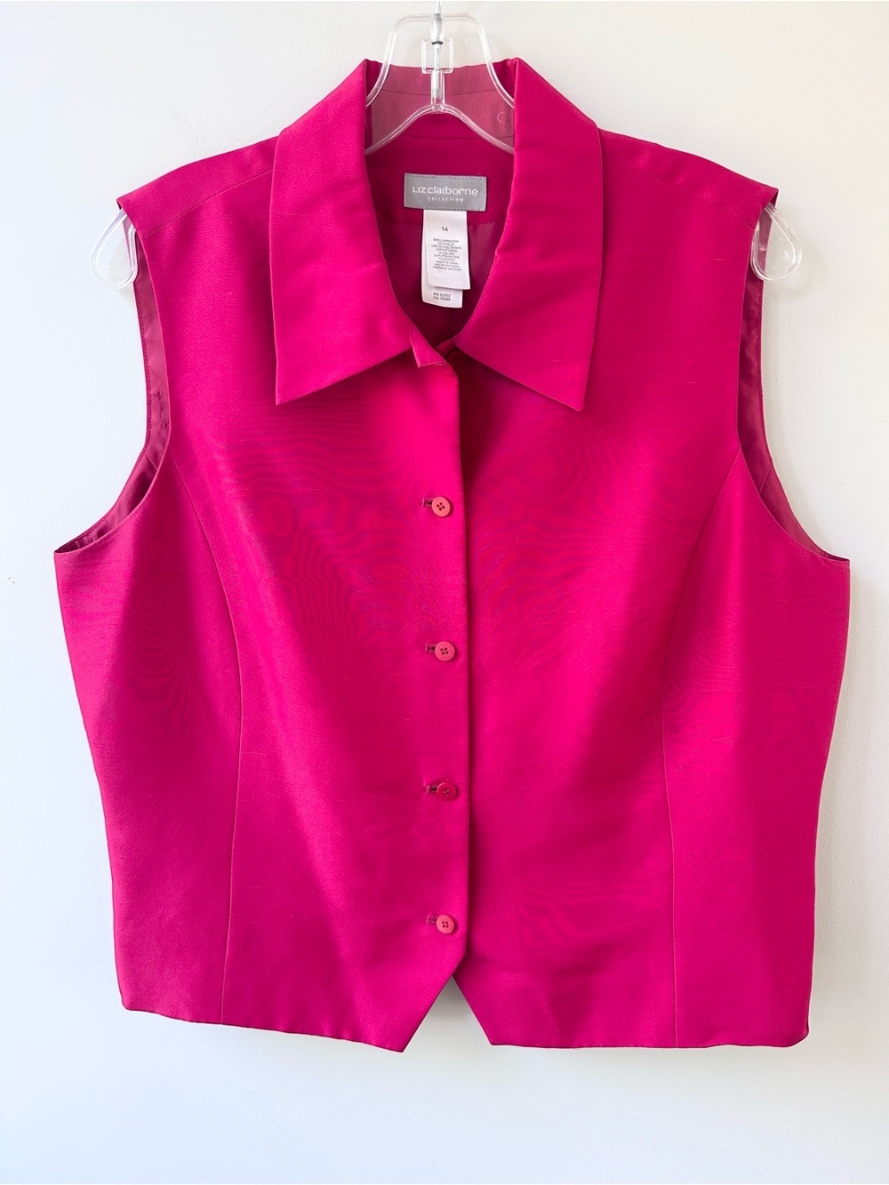 Liz Claiborne 100% silk button down vest top